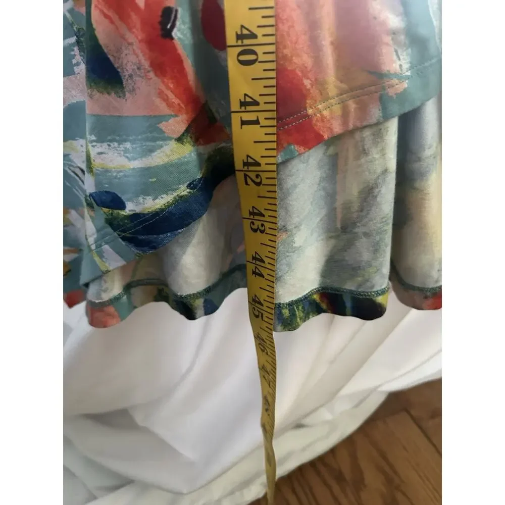 LOGO Lori Goldstein Color Splash Midi Shift Dress Womens SIze Large Stretch